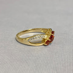 9ct Yellow Gold Triple Round Garnet Ring - R2400