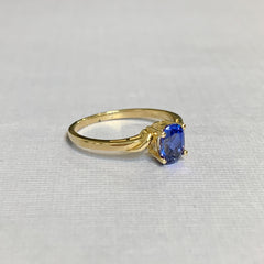 9ct Yellow Gold Created Ceylon Sapphire Ring - R2792