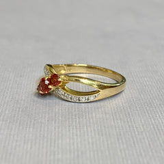 9ct Yellow Gold Triple Round Garnet Ring - R2400