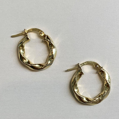 9ct Yellow Gold 10mm Twisted Hoop Earrings - G8599