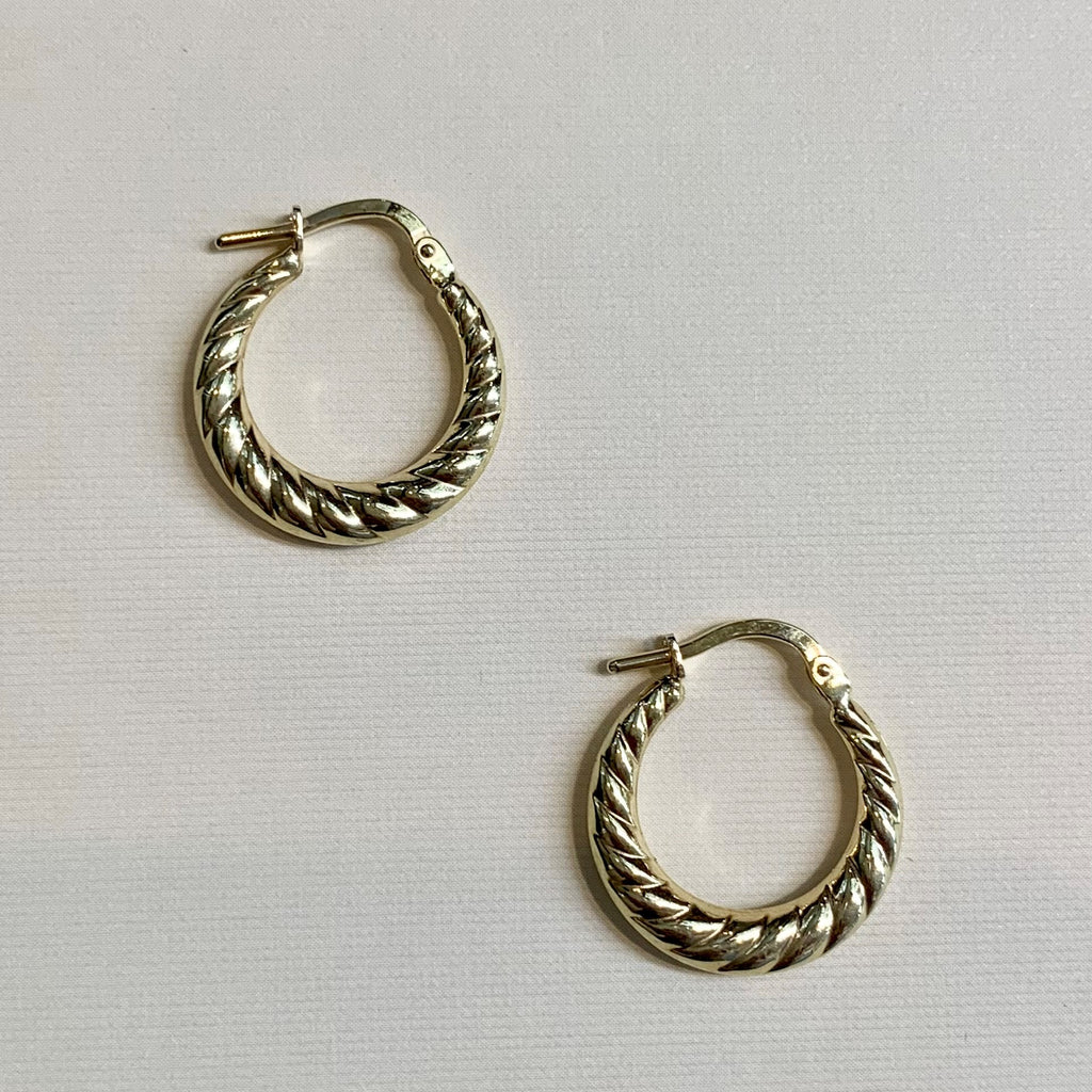 9ct Yellow Gold Tapered Twist Hoop Earrings - G8596