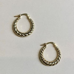 9ct Yellow Gold Tapered Twist Hoop Earrings - G8596