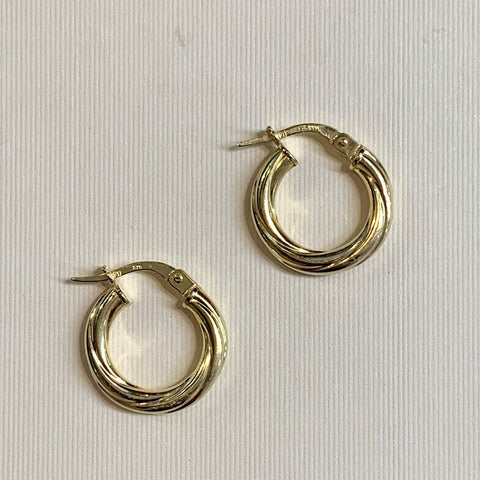 9ct Yellow Gold Twist Hoops 10mm - G8674
