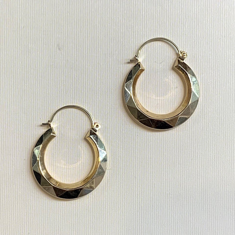 9ct Yellow Gold Faceted Hoops 25mm - G8675