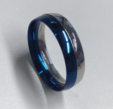 Stainless Steel And Blue Two Piece Ring -G2662