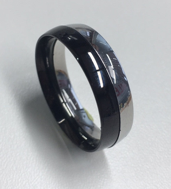 Stainless Steel And Black Two Piece Ring- G2655