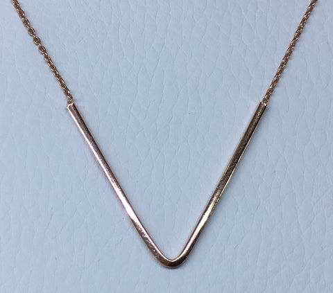Sterling Silver Rose Gold Plated 'V' Necklet And Chain - G3688