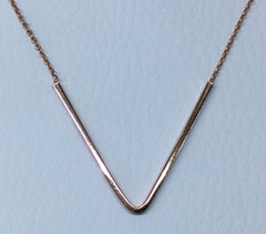 Sterling Silver Rose Gold Plated 'V' Necklet And Chain - G3688
