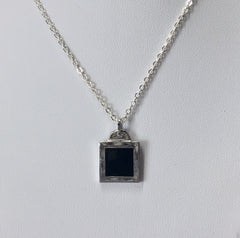 Sterling Silver Black Square Pendant - G1978