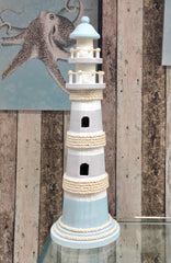 Blue Wash Wooden Lighthouse - G5825