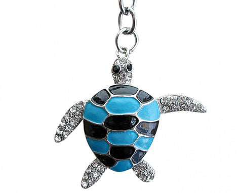 Blue And Black Turtle Keyring