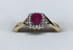 10ct Yellow Gold Natural Ruby And Diamond Ring - R1969
