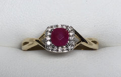 10ct Yellow Gold Natural Ruby And Diamond Ring - R1969