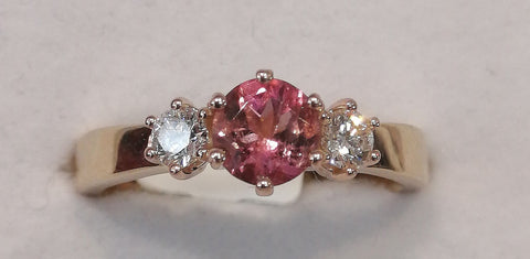 Pink Tourmaline and Diamond Trillogy Ring - R2654