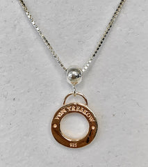 Sterling Silver 43cm Fine Box Chain Necklace with Rose Gold VT Disc - G4752
