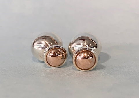 Sterling Silver 10mm and 6mm Rose Gold-Filled Double Ball Stud Earrings - G4748