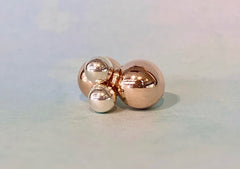 Sterling Silver 6mm and 10mm Rose Gold Plated Double Ball Stud Earrings - G4750