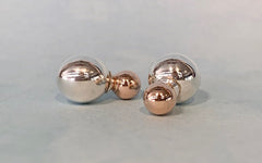 Sterling Silver and Rose Gold Plated Two Tone Double Ball Stud Earrings - G4749