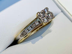 9ct Gold Two Tone Illusion Set Diamond Engagement Ring - R2364