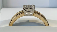 9ct Yellow Gold Diamond Ring with White Gold Setting - R2382