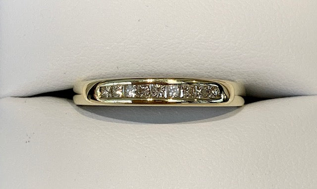 9ct Yellow Gold Channel Set Princess Cut Diamond Ring - R2383