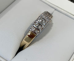 9ct Gold Two-tone Bar Set Diamond Ring - R2377