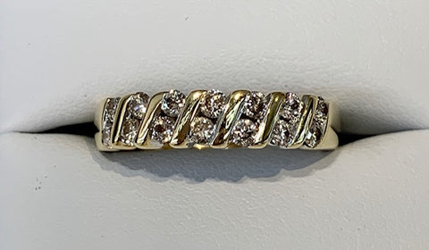 9ct Yellow Gold Bar Set 0.50ct TDW Diamond Dress Ring - R2361
