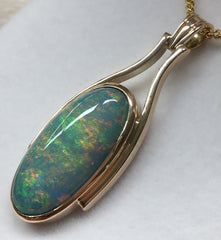Handmade 9ct Yellow Gold Solid 8.6Ct Opal Pendant - G4338