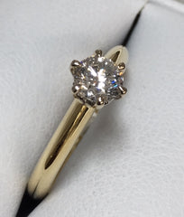 18ct Yellow Gold Solitaire Claw Set 0.40Ct Diamond Engagement Ring - R2025