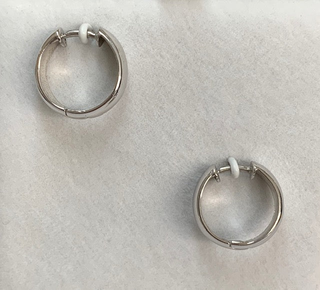 9ct White Gold Wide Hoop Huggie Earrings G1561 Jewel of the Bay