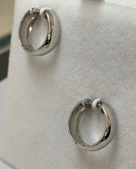 9ct White Gold Wide Hoop Huggie Earrings - G1561