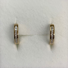 9ct Yellow Gold Ladies Diamond Set Huggie Earrings 0.15Ct Tdw - G4563