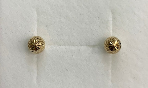 9ct Yellow Gold Diamond Cut Ball Stud Earrings - G1869