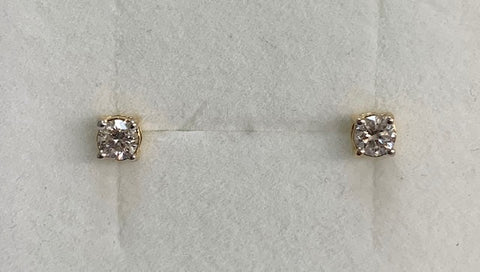 14ct Yellow Gold 0.33Ct Tdw Diamond Stud Claw Set Earrings- G4356