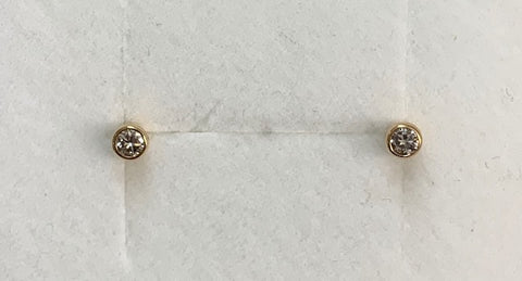 9ct Yellow Gold Round Bezel Set Diamond Stud Earrings- G3579