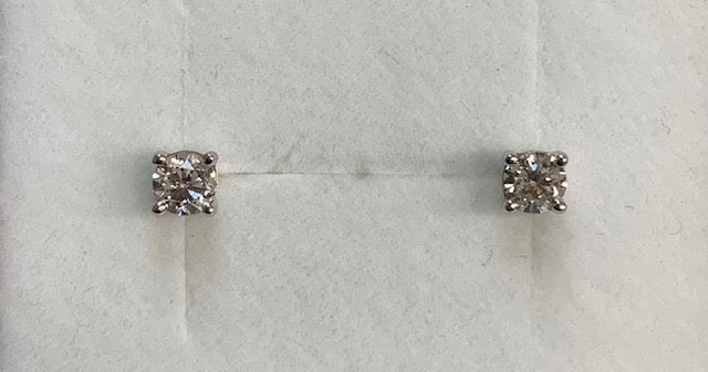 14ct White Gold Round Diamond T.D.W 0.50Ct Claw Set Stud Earrings - G4261