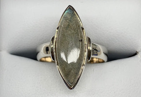 Sterling Silver Bezel Set Marquise Labradorite Ring - G4066