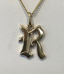 9ct Yellow Gold "R" Initial Pendant -G5805