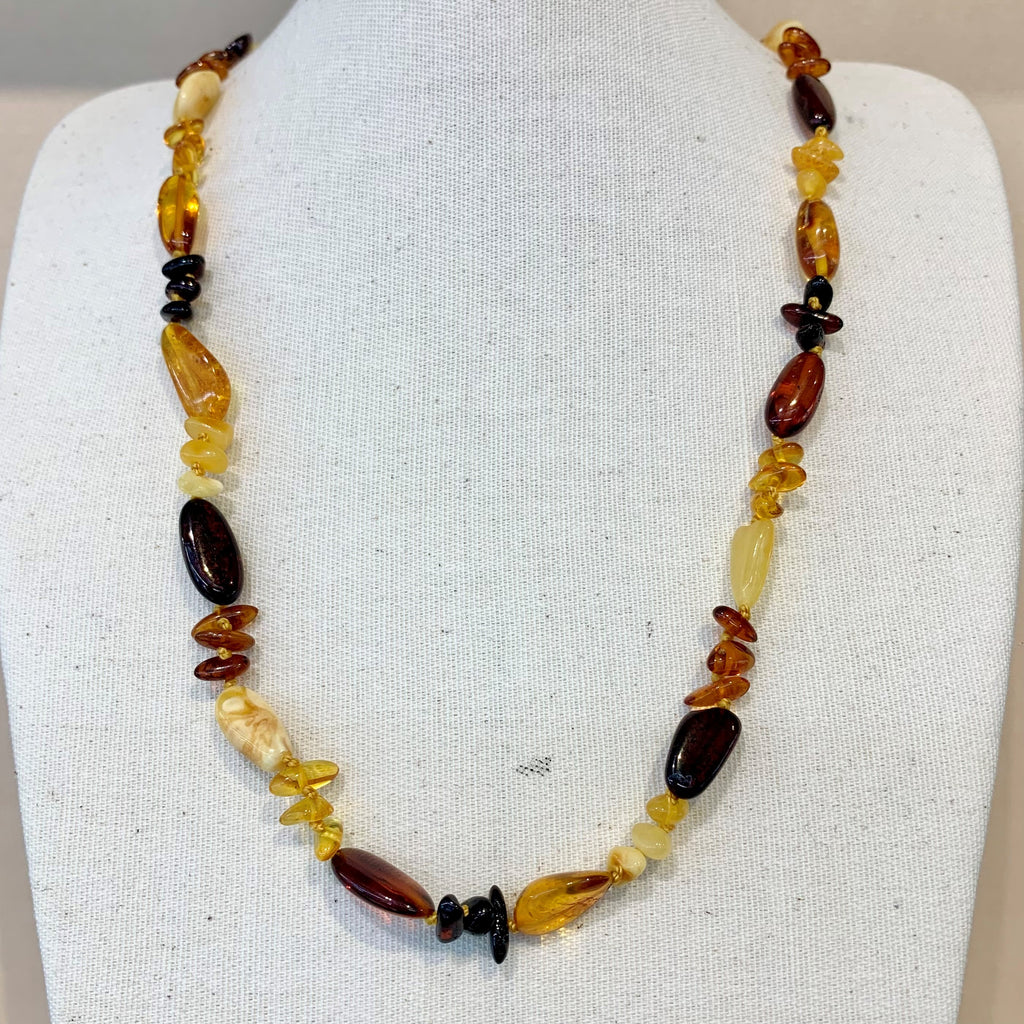 70cm Multi-coloured Amber Beaded Necklace - G8757