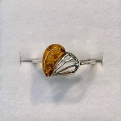 Sterling Silver Fine Amber Heart Ring - G8764