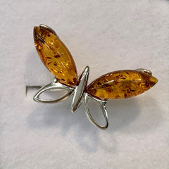 Sterling Silver Amber Butterfly Ring - G8768