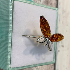 Sterling Silver Amber Butterfly Ring - G8768