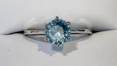 Sterling Silver Light Blue CZ Solitaire Ring - R2702