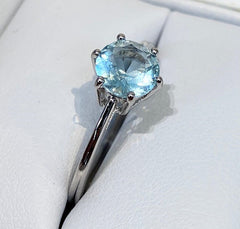 Sterling Silver Light Blue CZ Solitaire Ring - R2702