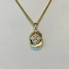 14ct Yellow Gold and Platinum Diamond Pendant - G5815