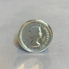Sterling Silver Authentic 6 Pence Coin Ring - G7735