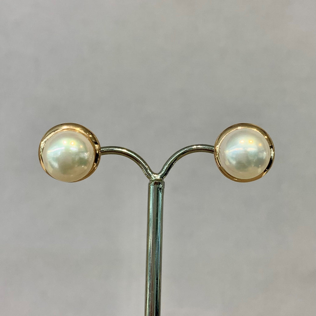 9ct Rose Gold Mabe Pearl Stud Earrings - G7296