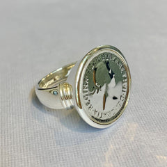 Sterling Silver Authentic 6 Pence Coin Ring - G7735