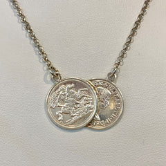 Sterling Silver Monaco Double Coin Necklace - G5701