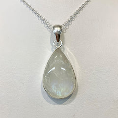 Sterling Silver Pear-Shaped Simple Moonstone Pendant - G8495